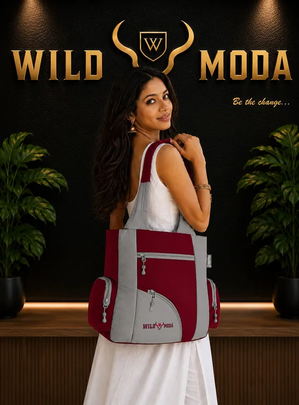 Maroon_&_Grey_Polyester_Solid_Zip_Closure_Shoulder_Bag_For_Women_(39_X_32_Cm)