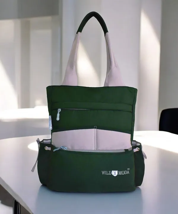 Green_&_Grey_Polyester_Solid_Zip_Closure_Tote_For_Women_(36_X_33_Cm)