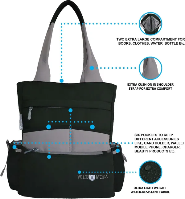 Green_&_Grey_Polyester_Solid_Zip_Closure_Tote_For_Women_(36_X_33_Cm)