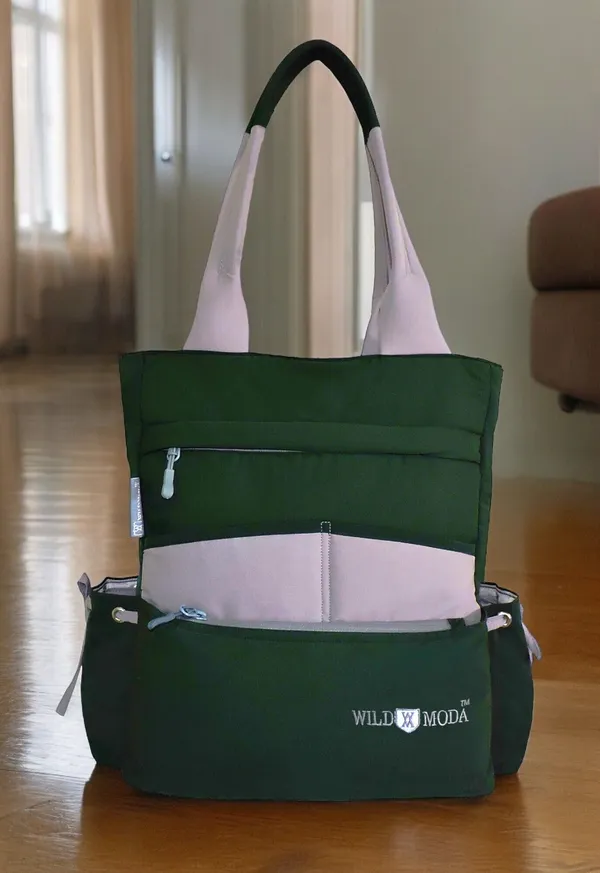 Green_&_Grey_Polyester_Solid_Zip_Closure_Tote_For_Women_(36_X_33_Cm)