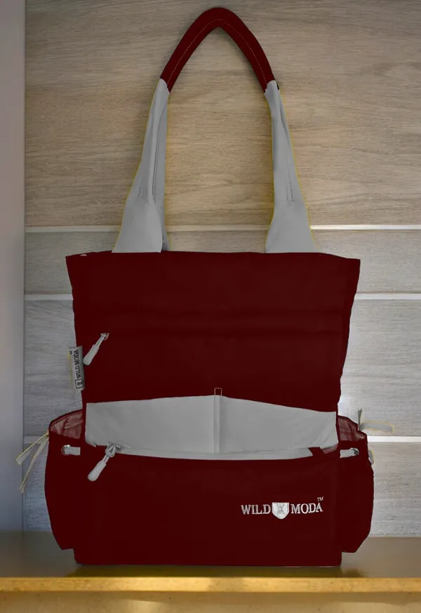 Maroon_&_Grey_Polyester_Solid_Zip_Closure_Tote_For_Women_(36_X_33_Cm)