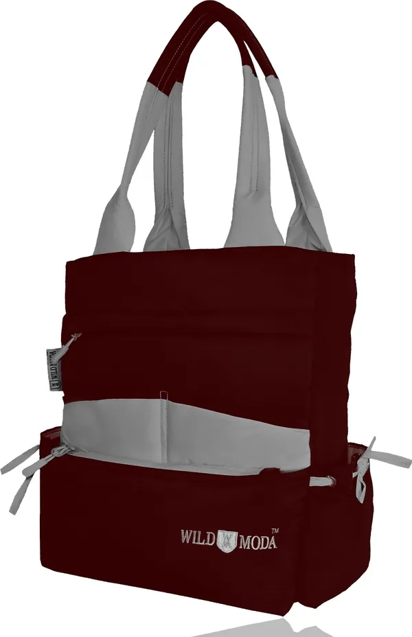 Maroon_&_Grey_Polyester_Solid_Zip_Closure_Tote_For_Women_(36_X_33_Cm)