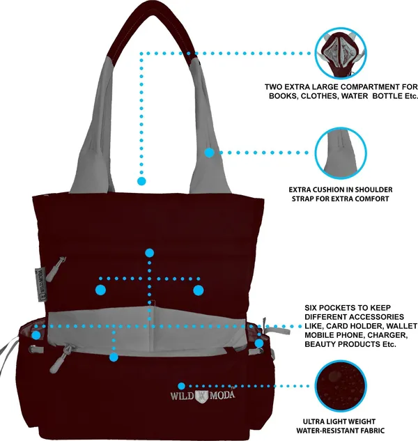 Maroon_&_Grey_Polyester_Solid_Zip_Closure_Tote_For_Women_(36_X_33_Cm)