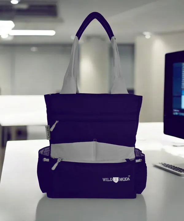 Blue_&_Grey_Polyester_Solid_Zip_Closure_Tote_For_Women_(36_X_33_Cm)
