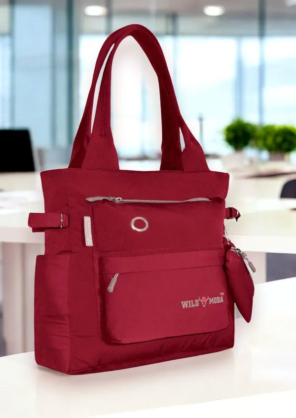 Red_Polyester_Solid_Zip_Closure_Tote_For_Women_(35_X_30_Cm)