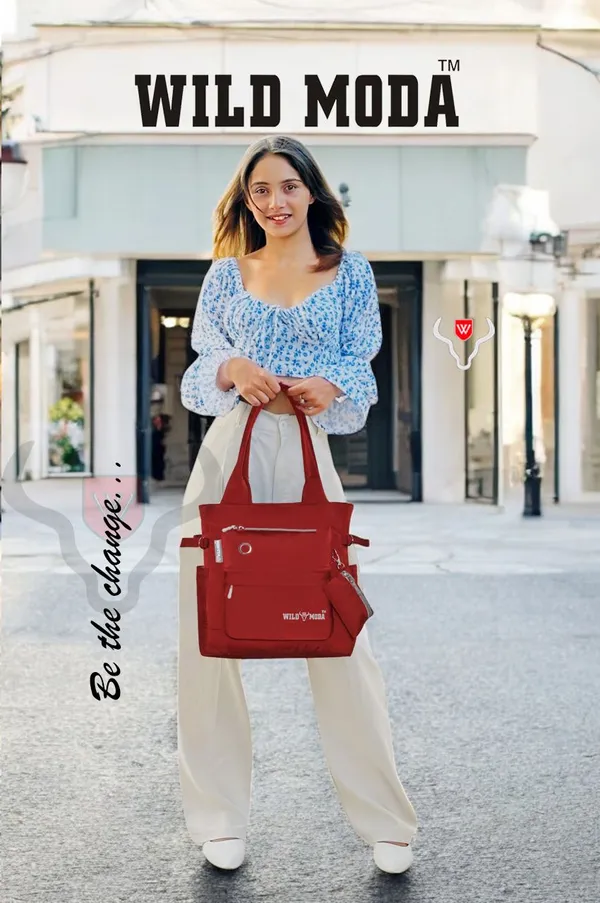 Red_Polyester_Solid_Zip_Closure_Tote_For_Women_(35_X_30_Cm)