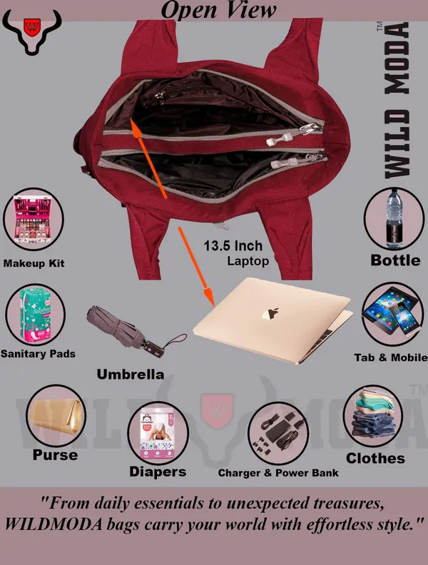 Red_Polyester_Solid_Zip_Closure_Tote_For_Women_(35_X_30_Cm)