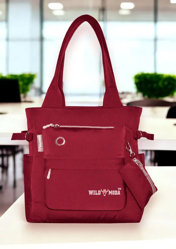 Red_Polyester_Solid_Zip_Closure_Tote_For_Women_(35_X_30_Cm)