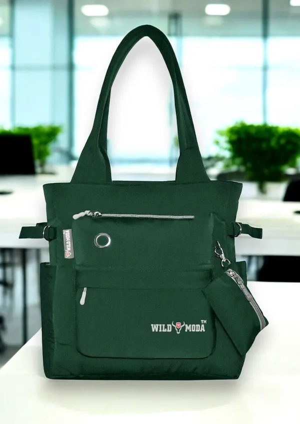 Green_Polyester_Solid_Zip_Closure_Tote_For_Women_(35_X_30_Cm)