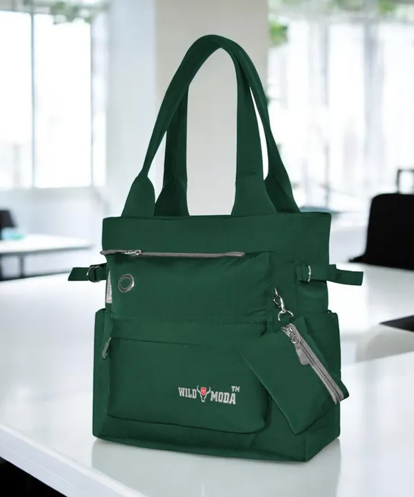 Green_Polyester_Solid_Zip_Closure_Tote_For_Women_(35_X_30_Cm)