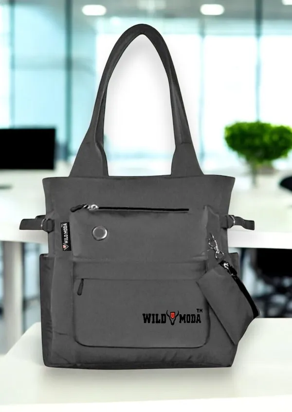 Grey_Polyester_Solid_Zip_Closure_Tote_For_Women_(35_X_30_Cm)