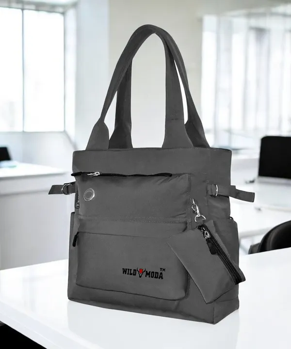 Grey_Polyester_Solid_Zip_Closure_Tote_For_Women_(35_X_30_Cm)