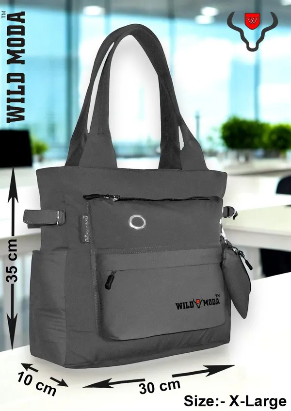 Grey_Polyester_Solid_Zip_Closure_Tote_For_Women_(35_X_30_Cm)