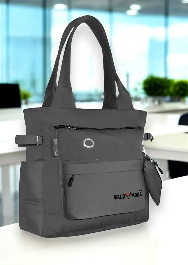 Grey_Polyester_Solid_Zip_Closure_Tote_For_Women_(35_X_30_Cm)