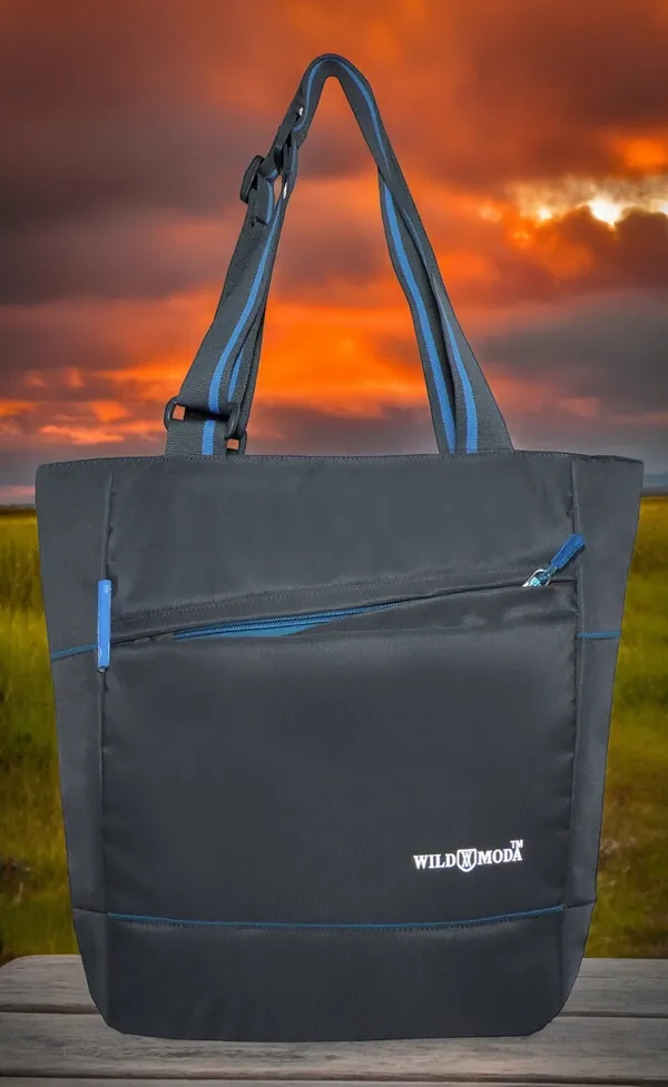 Grey_&_Blue_Polyester_Self_Design_Zip_Closure_Shoulder_Bag_For_Women_(36_X_32_Cm)