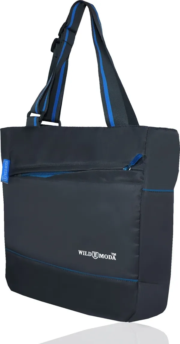 Grey_&_Blue_Polyester_Self_Design_Zip_Closure_Shoulder_Bag_For_Women_(36_X_32_Cm)