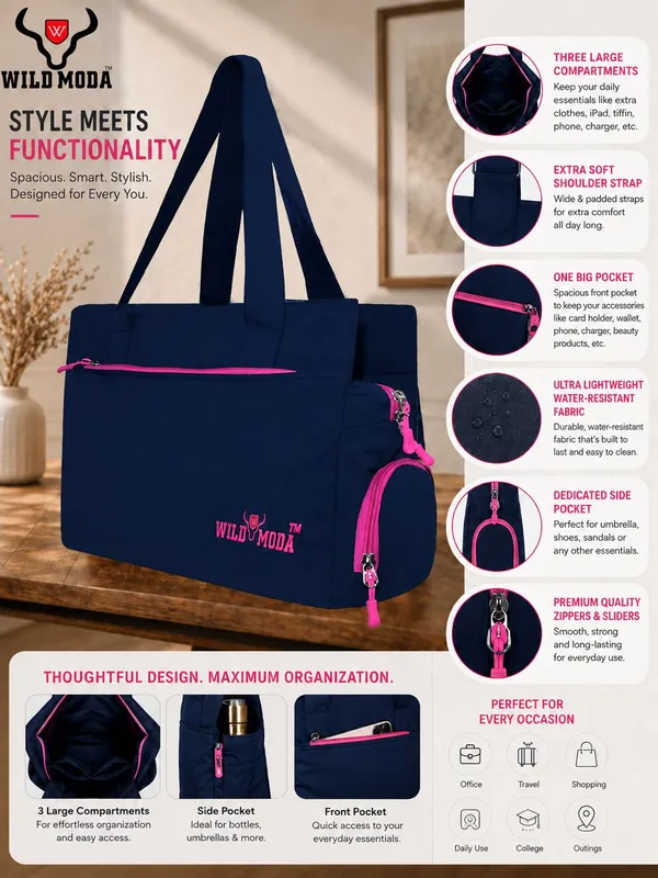 Blue_&_Pink_Polyester_Solid_Zip_Closure_Shoulder_Bag_For_Women_(27_X_35_Cm)