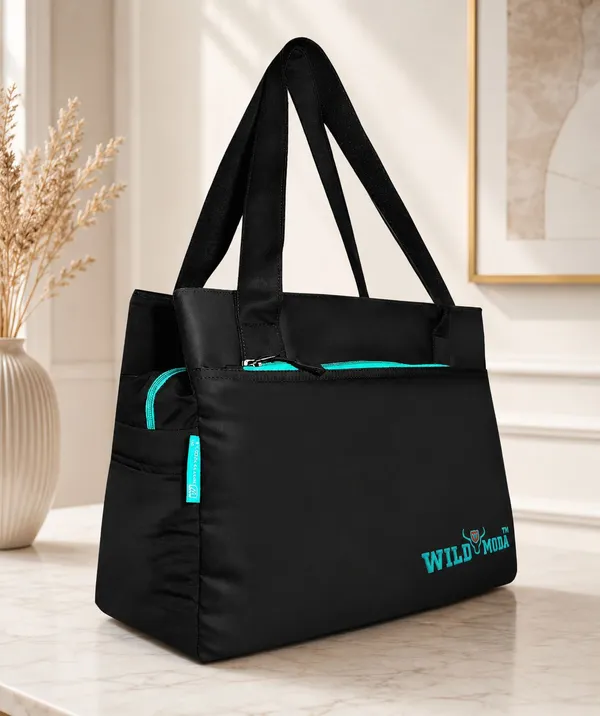 Black_&_Blue_Polyester_Zip_Closure_Shoulder_Bag_For_Women_(27_X_35_Cm)