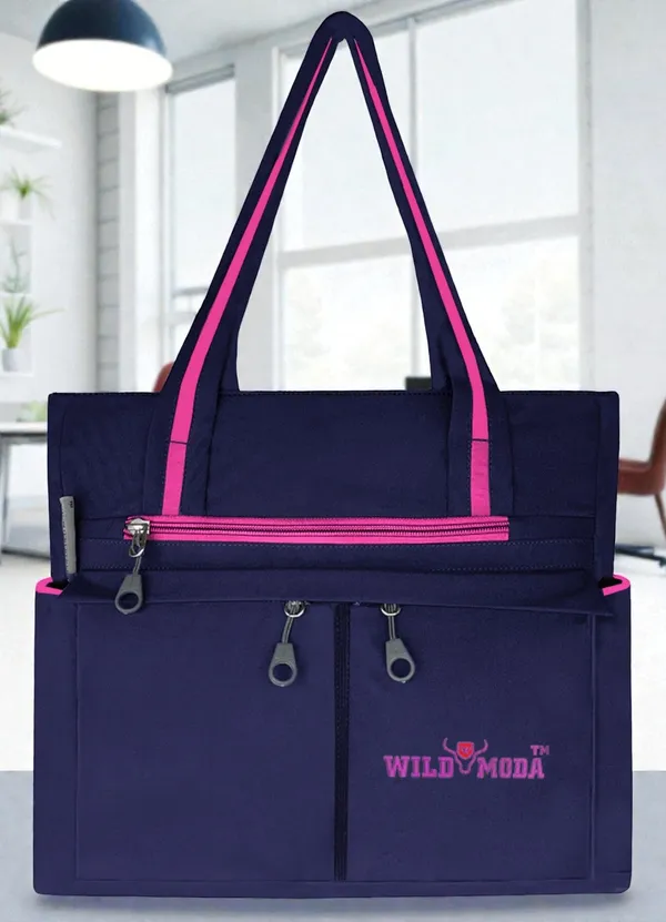 Blue_&_Pink_Polyester_Solid_Zip_Closure_Shoulder_Bag_For_Women_(34_X_32_Cm)