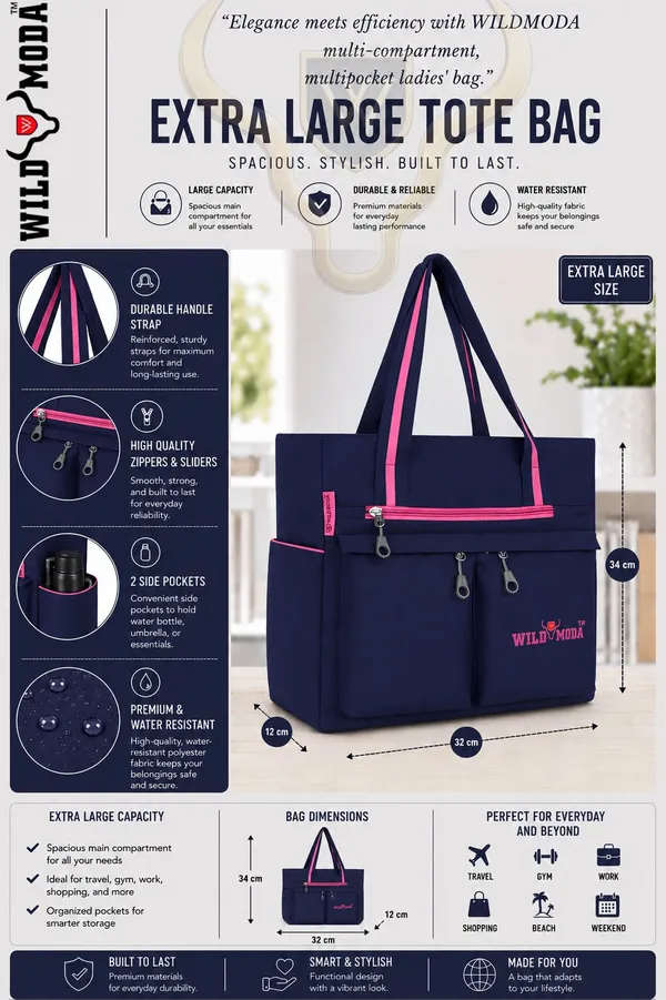 Blue_&_Pink_Polyester_Solid_Zip_Closure_Shoulder_Bag_For_Women_(34_X_32_Cm)