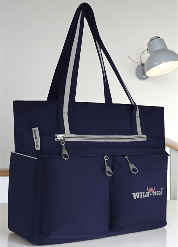 Blue_&_Grey_Polyester_Solid_Zip_Closure_Shoulder_Bag_For_Women_(34_X_32_Cm)