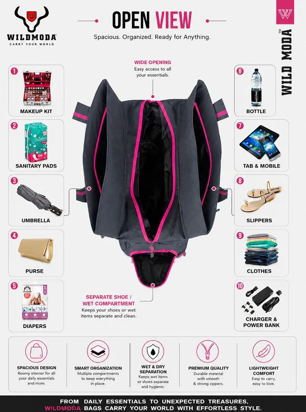 Grey_&_Pink_Polyester_Solid_Zip_Closure_Shoulder_Bag_For_Women_(27_X_35_Cm)