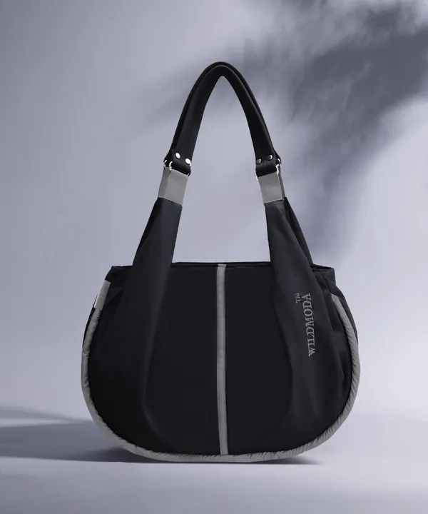 Black_&_Grey_Polyester_Solid_Zip_Closure_Shoulder_Bag_For_Women_(33_X_38_Cm)