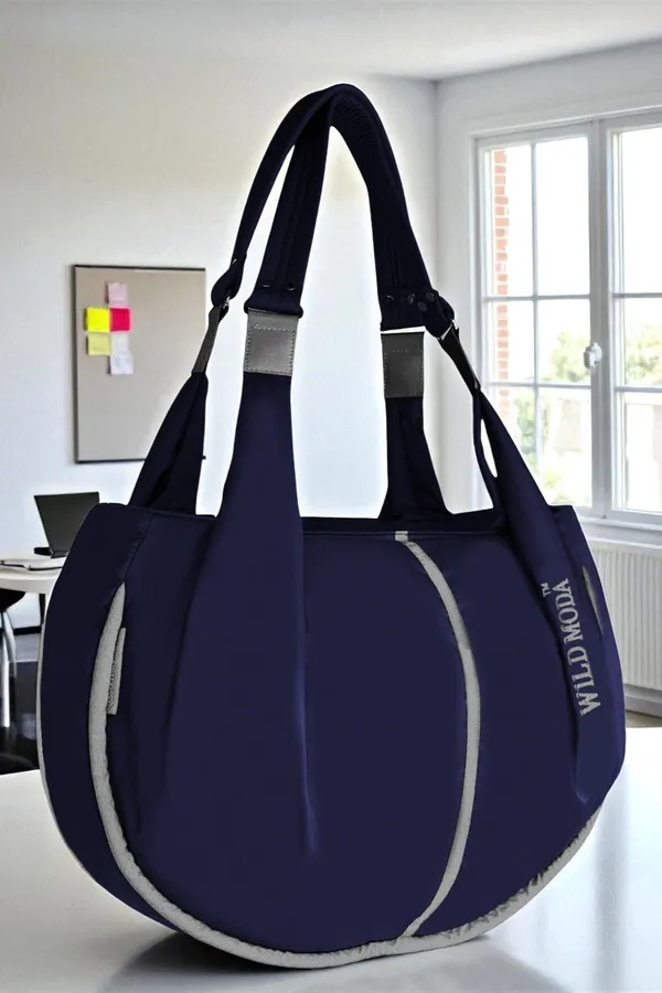 Blue_&_Grey_Polyester_Solid_Zip_Closure_Shoulder_Bag_For_Women_(33_X_38_Cm)