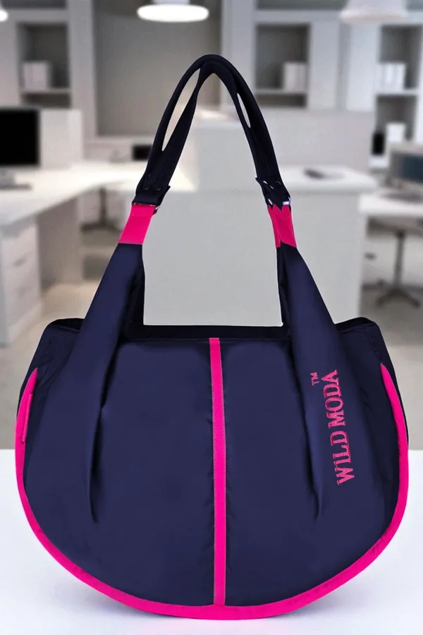 Blue_&_Pink_Polyester_Solid_Zip_Closure_Shoulder_Bag_For_Women_(33_X_38_Cm)