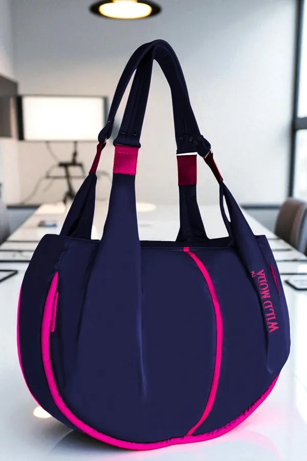 Blue_&_Pink_Polyester_Solid_Zip_Closure_Shoulder_Bag_For_Women_(33_X_38_Cm)
