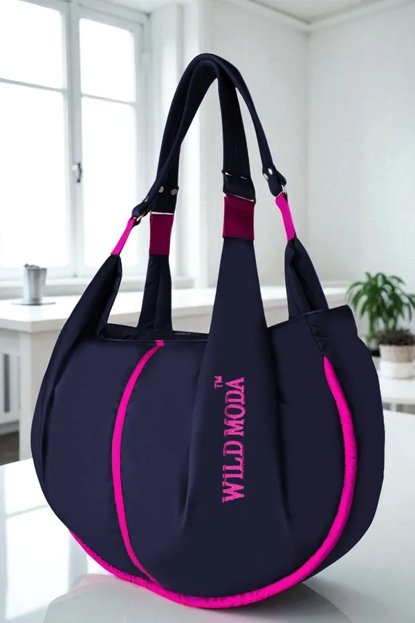Blue_&_Pink_Polyester_Solid_Zip_Closure_Shoulder_Bag_For_Women_(33_X_38_Cm)