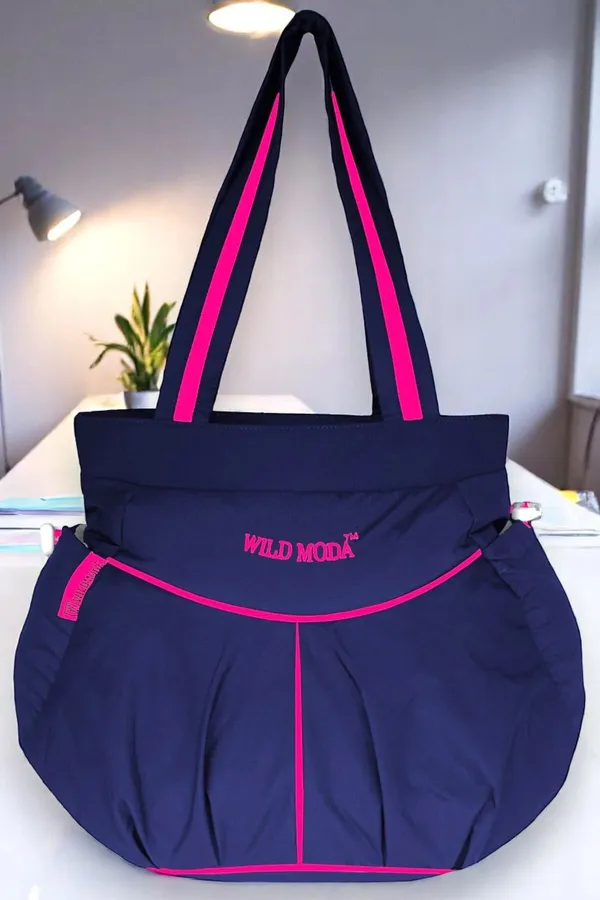 Blue_&_Pink_Polyester_Solid_Zip_Closure_Shoulder_Bag_For_Women_(28_X_34_Cm)