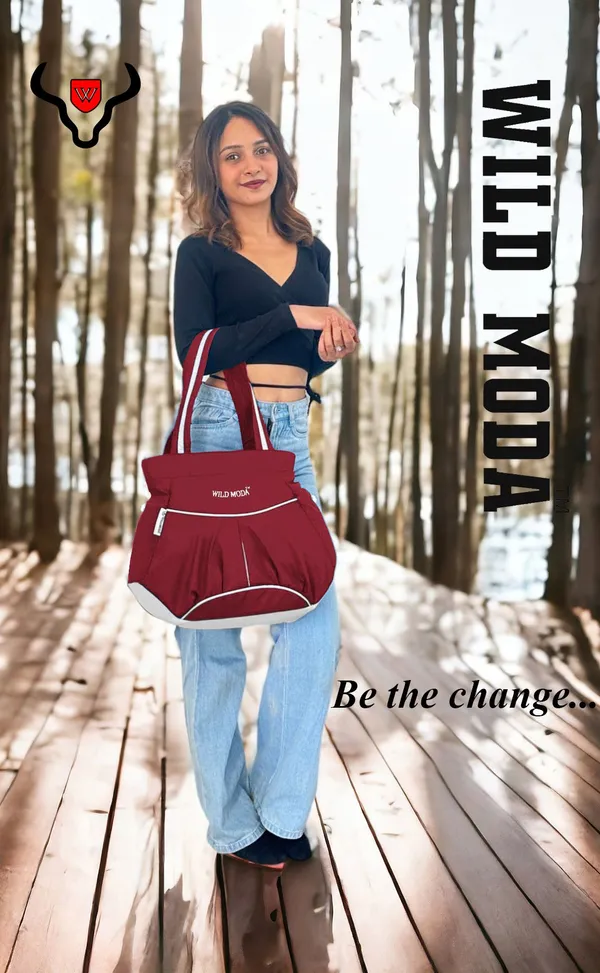 Maroon_&_Grey_Polyester_Solid_Zip_Closure_Shoulder_Bag_For_Women_(28_X_34_Cm)