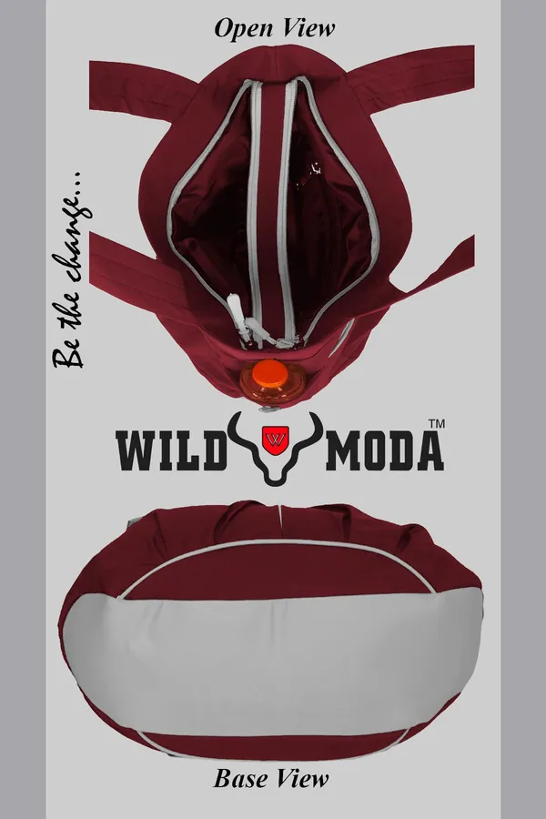 Maroon_&_Grey_Polyester_Solid_Zip_Closure_Shoulder_Bag_For_Women_(28_X_34_Cm)