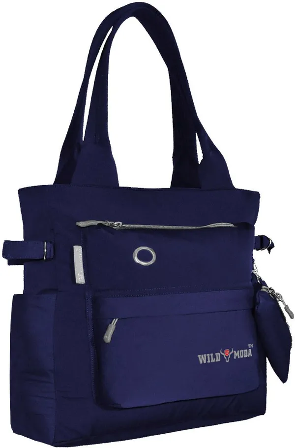 Blue_&_Grey_Polyester_Solid_Zip_Closure_Tote_For_Women_(35_X_30_Cm)