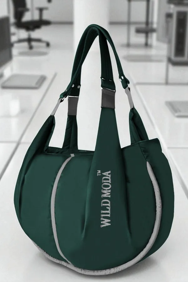 Green_&_Grey_Polyester_Solid_Zip_Closure_Shoulder_Bag_For_Women_(33_X_38_Cm)
