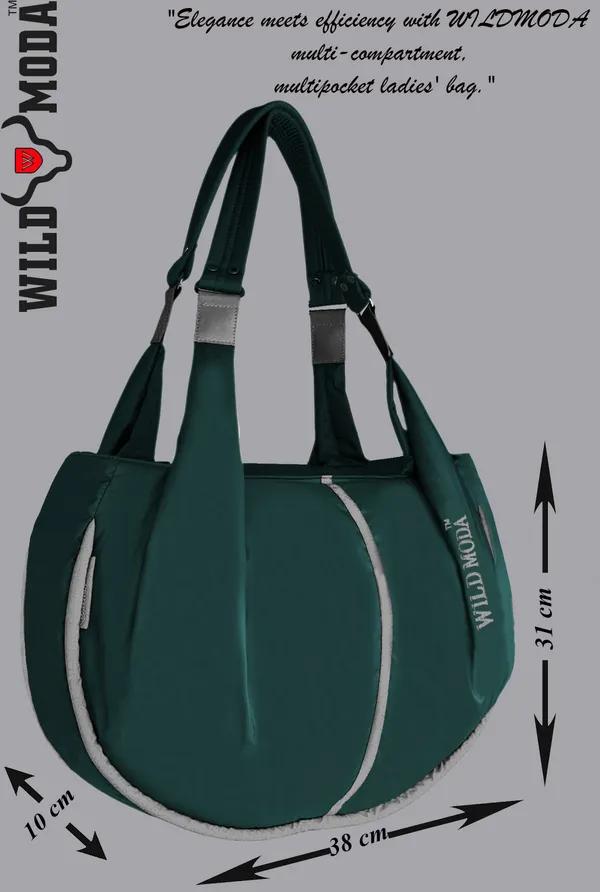 Green_&_Grey_Polyester_Solid_Zip_Closure_Shoulder_Bag_For_Women_(33_X_38_Cm)