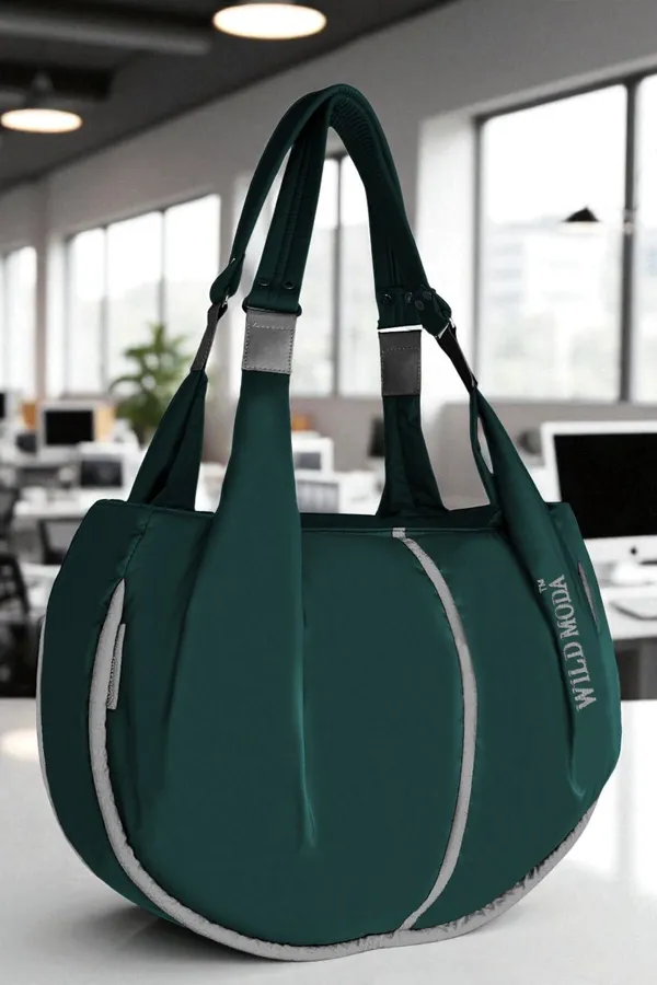 Green_&_Grey_Polyester_Solid_Zip_Closure_Shoulder_Bag_For_Women_(33_X_38_Cm)