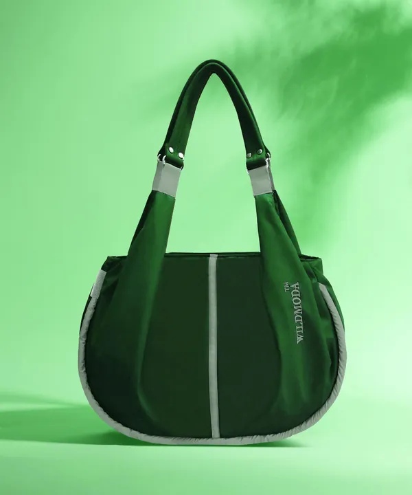 Green_&_Grey_Polyester_Solid_Zip_Closure_Shoulder_Bag_For_Women_(33_X_38_Cm)