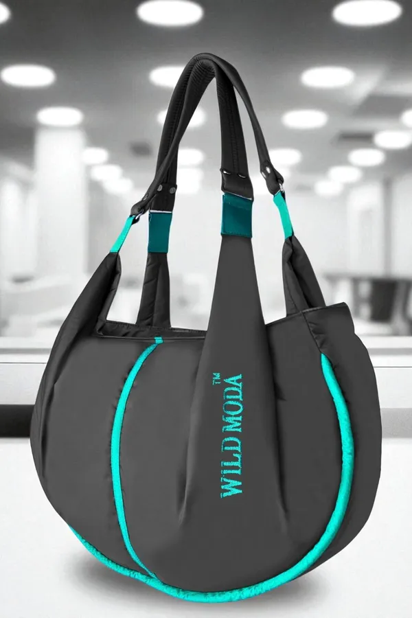 Grey_&_Blue_Polyester_Solid_Zip_Closure_Shoulder_Bag_For_Women_(33_X_38_Cm)