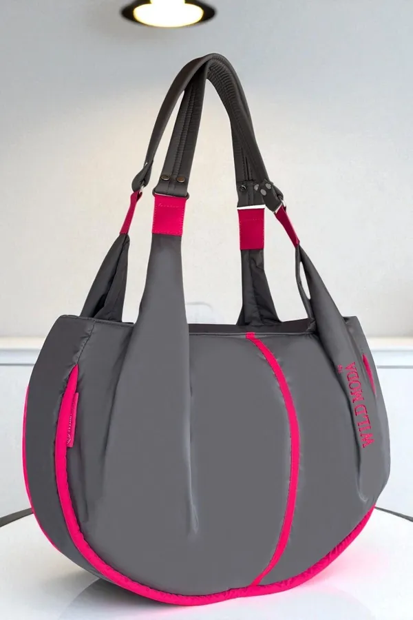 Grey_&_Pink_Polyester_Solid_Zip_Closure_Shoulder_Bag_For_Women_(33_X_38_Cm)