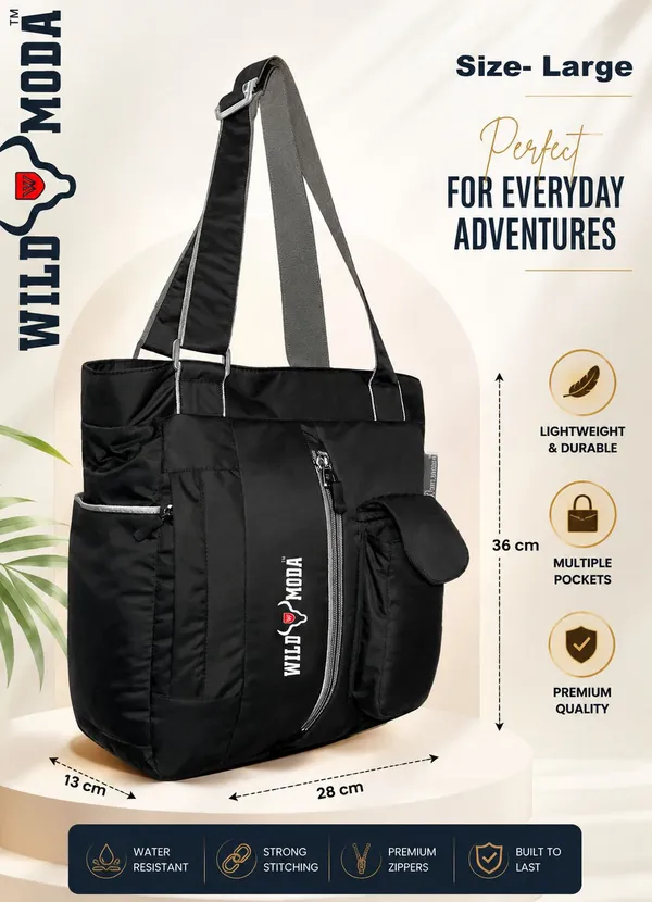 Black_Polyester_Solid_Zip_Closure_Shoulder_Bag_For_Women_(36_X_28_Cm)