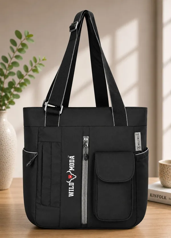 Black_Polyester_Solid_Zip_Closure_Shoulder_Bag_For_Women_(36_X_28_Cm)