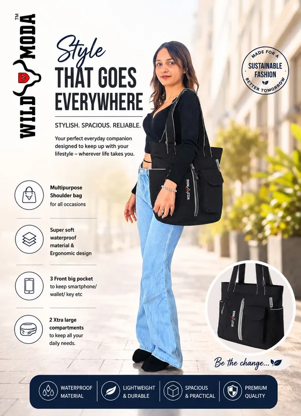 Black_Polyester_Solid_Zip_Closure_Shoulder_Bag_For_Women_(36_X_28_Cm)