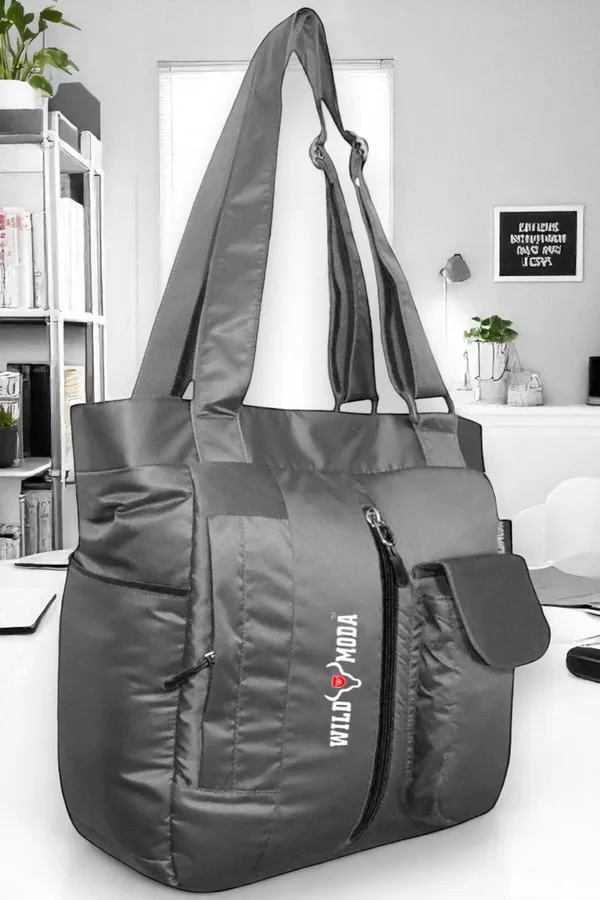 Grey_Polyester_Solid_Zip_Closure_Shoulder_Bag_For_Women_(36_X_28_Cm)