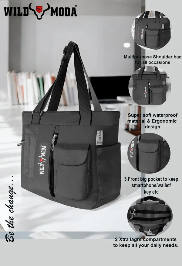 Grey_Polyester_Solid_Zip_Closure_Shoulder_Bag_For_Women_(36_X_28_Cm)
