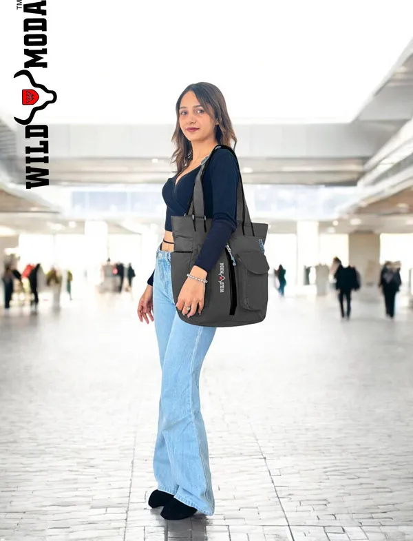 Grey_Polyester_Solid_Zip_Closure_Shoulder_Bag_For_Women_(36_X_28_Cm)