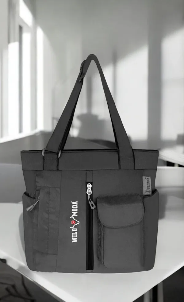 Grey_Polyester_Solid_Zip_Closure_Shoulder_Bag_For_Women_(36_X_28_Cm)