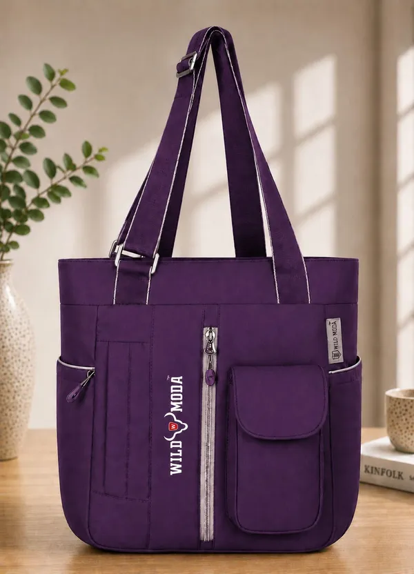 Purple_Polyester_Solid_Zip_Closure_Shoulder_Bag_For_Women_(36_X_28_Cm)
