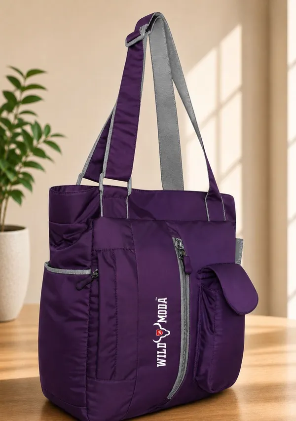 Purple_Polyester_Solid_Zip_Closure_Shoulder_Bag_For_Women_(36_X_28_Cm)